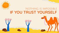 Editable blog banner template, paper craft camel vector