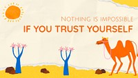 Paper craft blog banner template, camel in nature psd