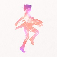 Dancing girl silhouette clipart, aesthetic design psd