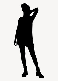Black woman silhouette clipart, fashion pose vector