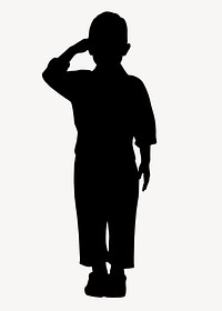 Boy, black silhouette clipart, salute gesture vector