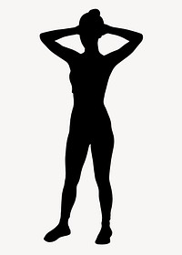 Woman exercising silhouette clipart, fitness routine concept vector