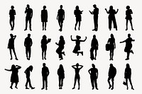 People silhouettes collage element set psd