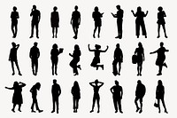 People silhouettes collage element set vector