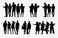 Business people silhouette clipart, black design set psd