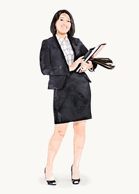 Asian businesswoman clipart, watercolor illustration vector