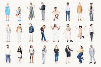 Mixed people, watercolor illustration collage element vector