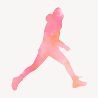 Watercolor man walking silhouette, wellness illustration psd
