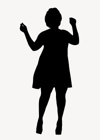Woman dancing silhouette clipart, happy body gesture psd