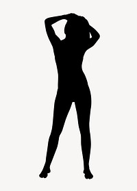 Sexy woman pose silhouette clipart, body gesture vector