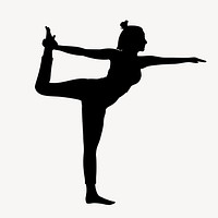 Yoga woman in dance pose silhouette, healthy collage element vector