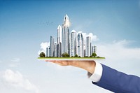 Big business, city skyline background psd