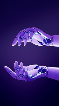 Purple robot hand phone wallpaper, futuristic technology