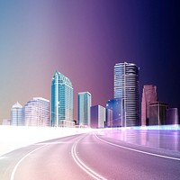 Aesthetic 5G background smart city technology psd