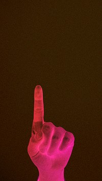 Brown mobile wallpaper, pink neon pointing hand