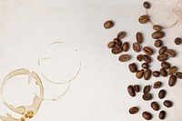 Beige background, coffee beans and stain psd
