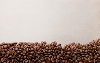 Coffee beans border, beige background psd