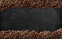 Coffee beans frame, grunge black background psd