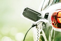 Electric car technology background, environmentally friendly vehicle psd