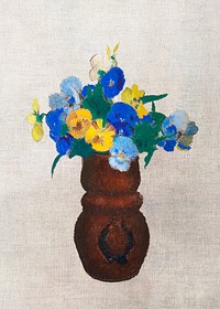 Odilon Redon's Pansies illustration, vintage flower artwork, remastered by rawpixel