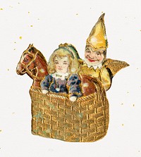 Basket of dolls sticker illustration