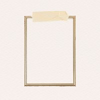 Rectangle gold frame stitch with a yellow stripes Washi tape illustration