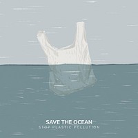 Save the ocean campaign social template illustration