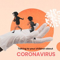 Kids running safely during coronavirus pandemic background