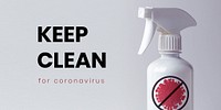 Keep clean for coronavirus social template mockup