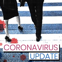 Walking people keep distance protect from COVID-19 viruses social ads mockup
