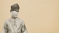 Vintage protective suit from the Spanish flu pandemic background