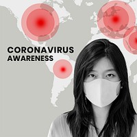 Coronavirus awareness social template mockup