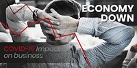 Economy down, covid-19 impact on business social banner template mockup