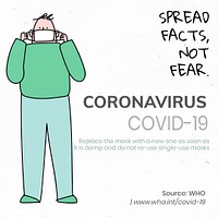 Spread facts, not fear coronavirus pandemic social template source WHO illustration