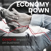 Economy down, covid-19 impact on business social banner template mockup