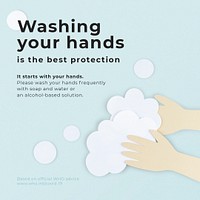 Washing your hands is the best protection social banner template mockup