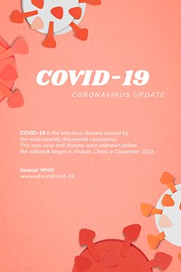 Red COVID-19 paper craft poster template mockup