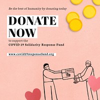 Donate now to support the COVID-19 Solidarity Respones Fund paper craft social template source WHO