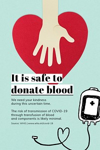 It is safe to donate blood during coronavirus pandemic paper craft social template source WHO