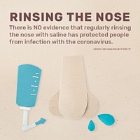 There is no evidence that regularly rinsing the nose  with saline has protected people from the coronavirus template source WHO