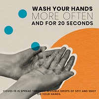 Wash your hands more often to prevent the spread of covid-19. This image is part our collaboration with the Behavioural Sciences team at Hill+Knowlton Strategies to reveal which Covid-19 messages resonate best with the public. Learn more about this collection here: <a href="http://rawpixel.com/coronavirus">rawpixel.com/coronavirus</a>