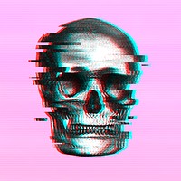 Skull with glitch effect design element