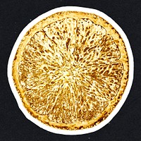 Gold tangerine orange sticker with a white border