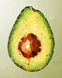 Half slice avocado on a green background crystallized style illustration