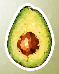 Half of an avocado crystallized style sticker illustration