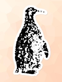 Crystallized style penguin illustration with a white border sticker