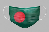 Bangladeshis flag pattern on a face mask mockup