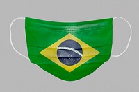 Brazilian flag pattern on a face mask mockup