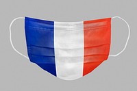French flag pattern on a face mask mockup