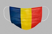 Romanian flag pattern on a face mask mockup